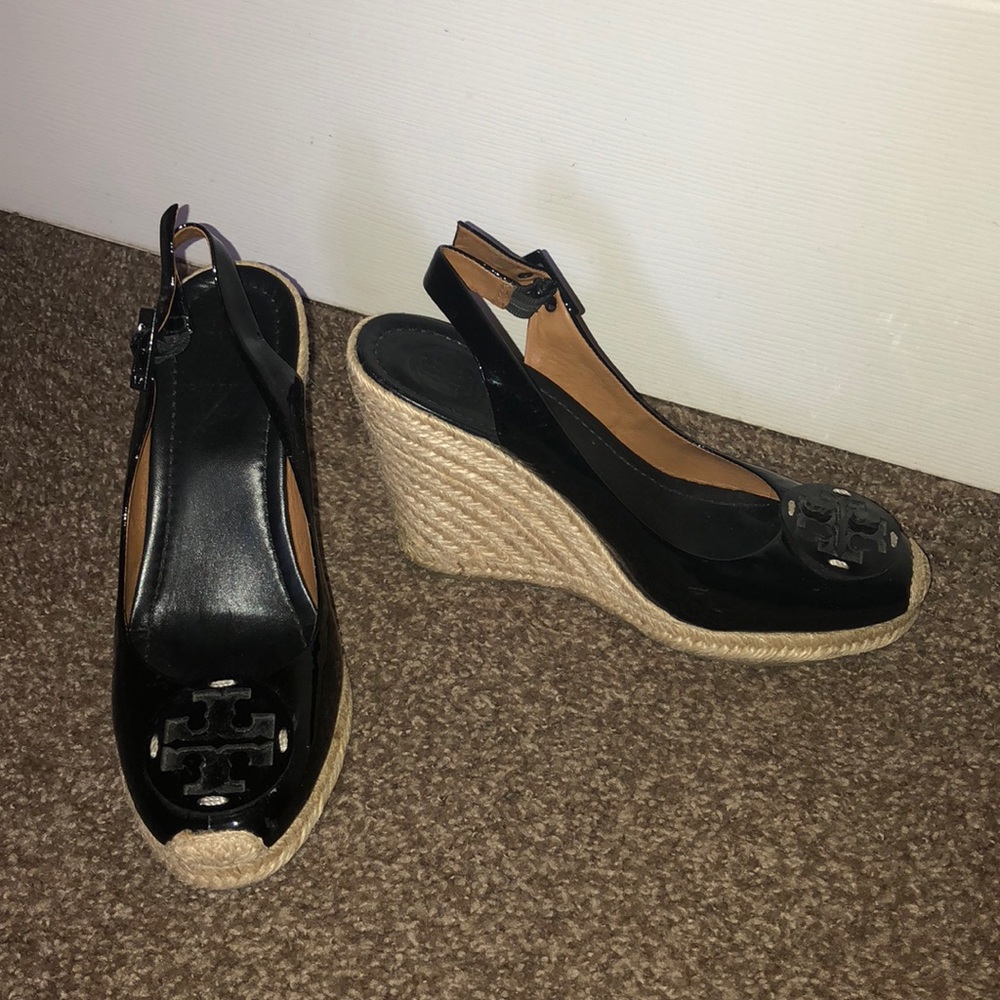 Tory Burch black wedges